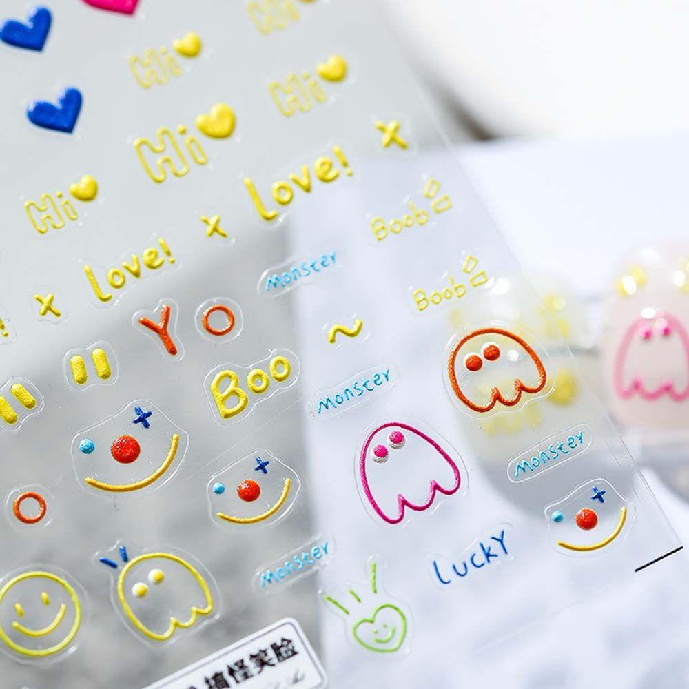 Sticker Dán Móng Tay Tự Dính Hình Mặt Cười Hoạt Hình Vui Nhộn MXMUSTY