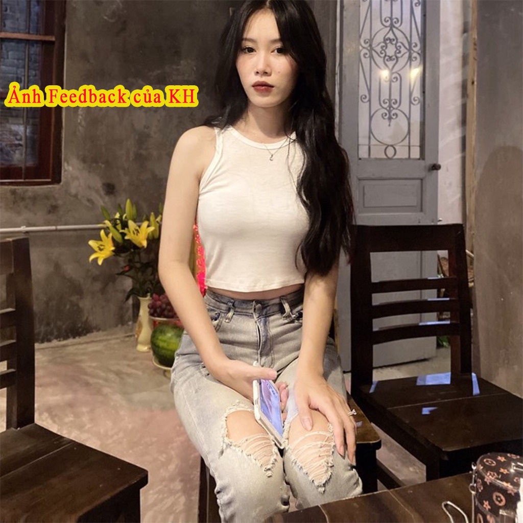 Áo ba lỗ croptop nữ co giãn ôm body cá tính, Áo 3 lỗ croptop cho mùa hè năng động Geleva GE923