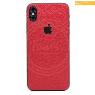 Miếng dán da dán iPhone XS Max - Da thật nhập khẩu cao cấp - Davis (Đỏ Vân)