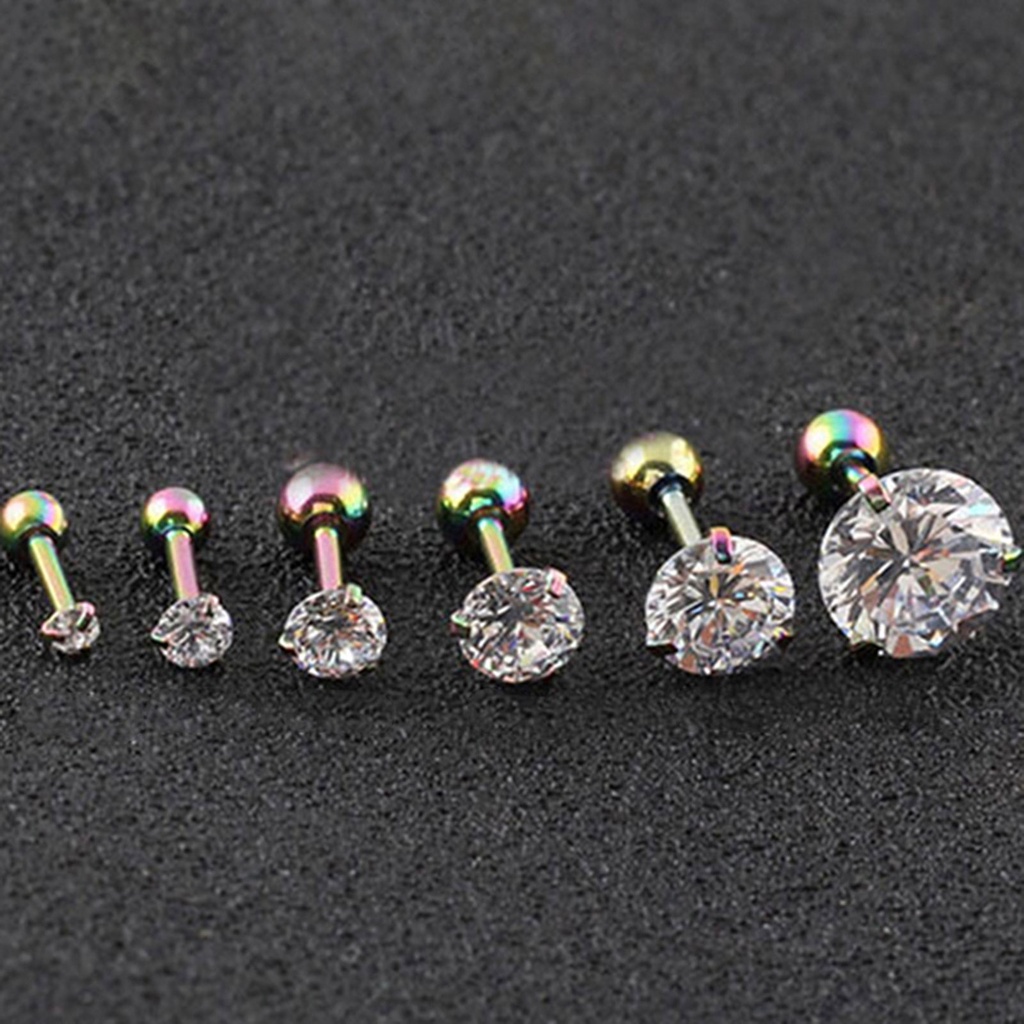 Khuyên tai đính đá 3 chấu không gây dị ứng độc đáo