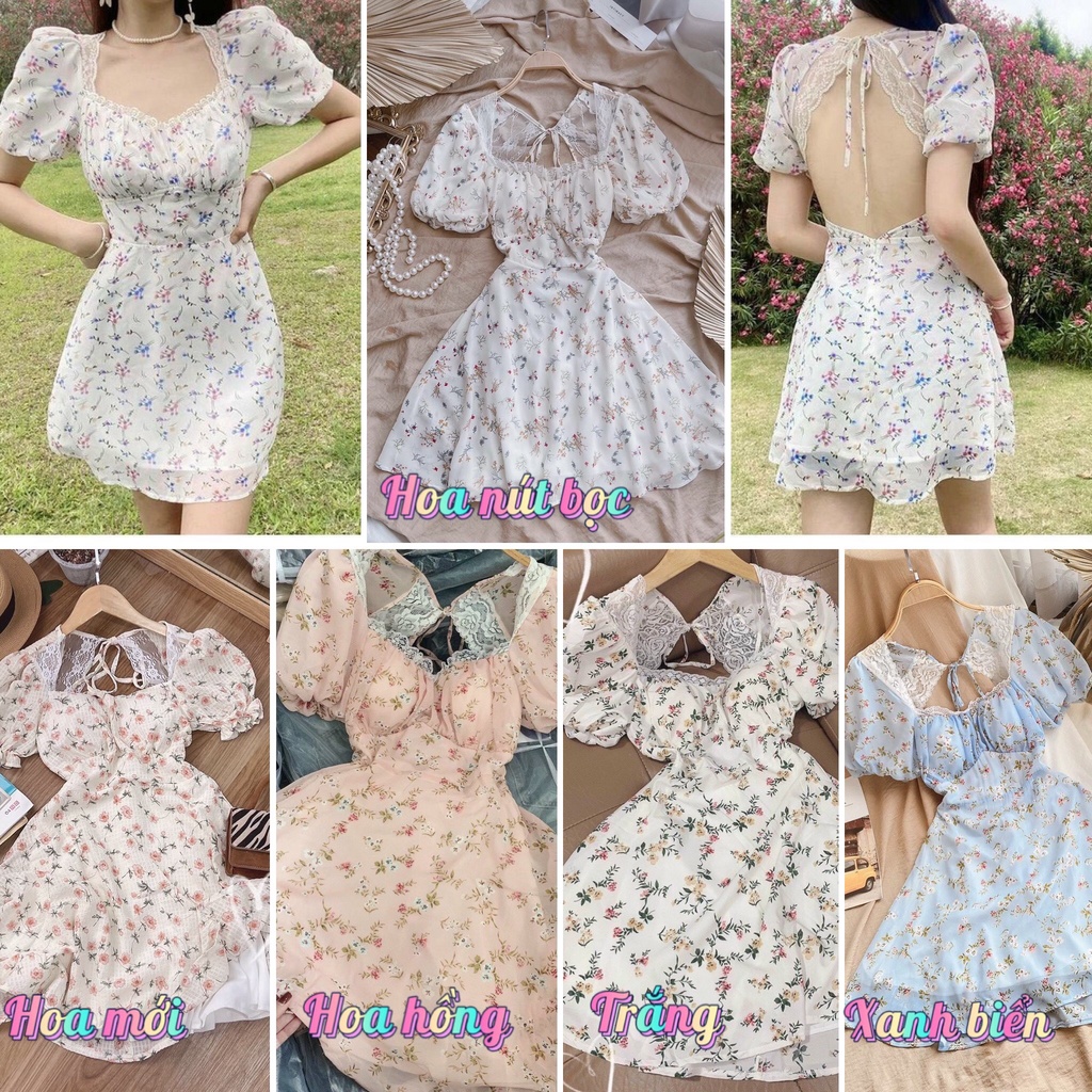 Đầm hoa nhíu ngực cut out lưng 💖 KÈM VIDEO HÌNH THẬT 💖