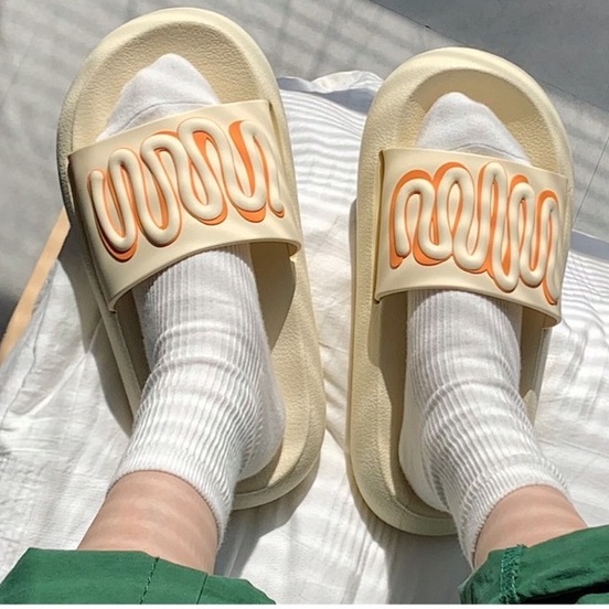 Dép Ulzzang - Dép Quai Ngang Bánh Mì chuẩn hàng quảng châu hình sợi dây uốn Nam Nữ