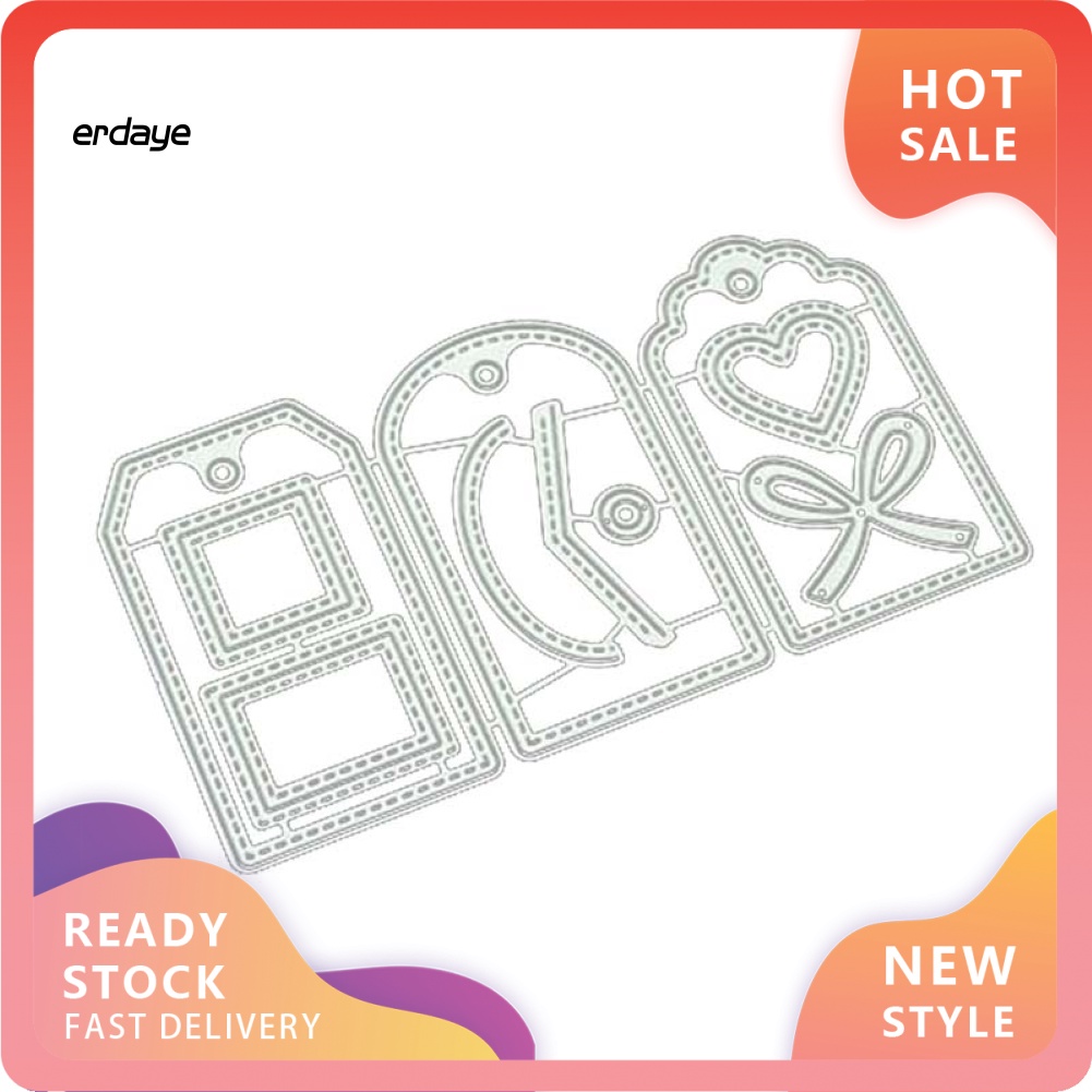 Khuôn Cắt Giấy Làm Từ Kim Loại Hình Tag Hành Lý Trang Trí Scrapbook