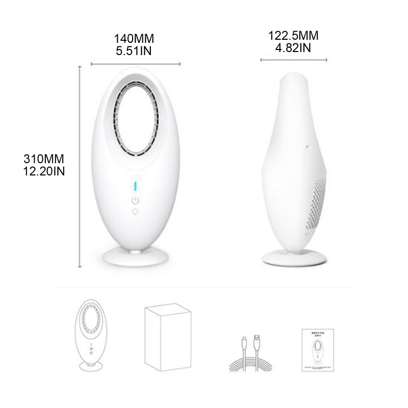 Quạt Làm Mát Không Cánh Gắn Đèn LED 3 Tốc Độ Tiện Dụng