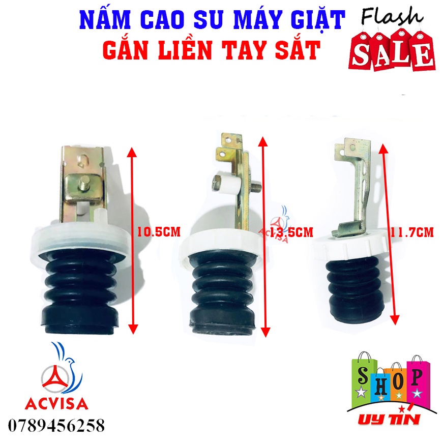 Combo 2 Nấm Cao Su Máy Giặt Gắn Liền Tay Sắt Ngắn; Trung; Dài