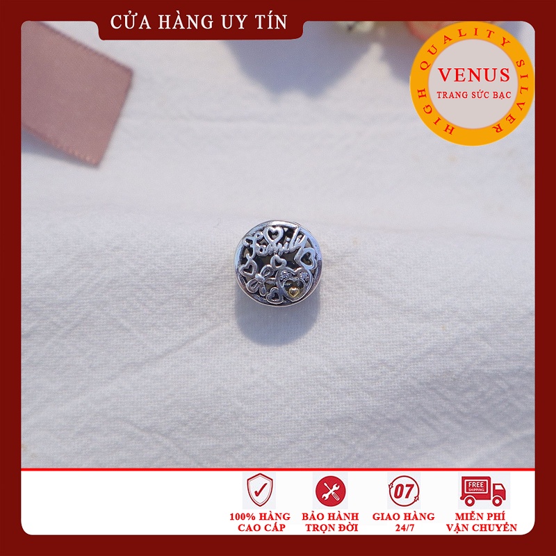 [Hàng cao cấp] Charm bạc 925 in chữ Family- Mã sản phẩm VENUSGD