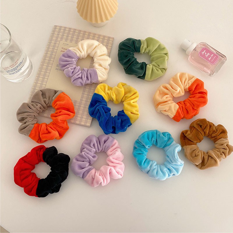 Dây buộc tóc Scrunchies vải lông mềm nhiều màu phụ kiện thời trang cho nữ 2021