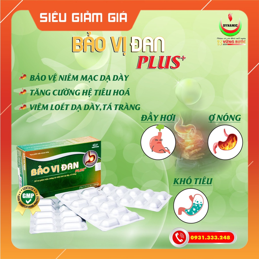 Giảm đầy hơi ợ chưa  Bảo Vị Đan PLUS hộp 30 viên