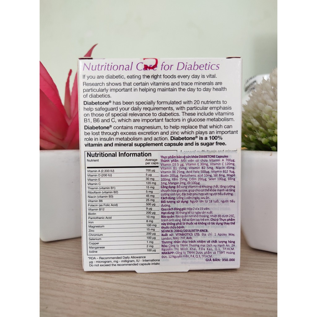 Vitamin Tổng Hợp Dành Cho Người Tiểu Đường DIABETONE® Vitabiotics – Duy Trì Đường Huyết Ổn Định Hộp 30 Viên