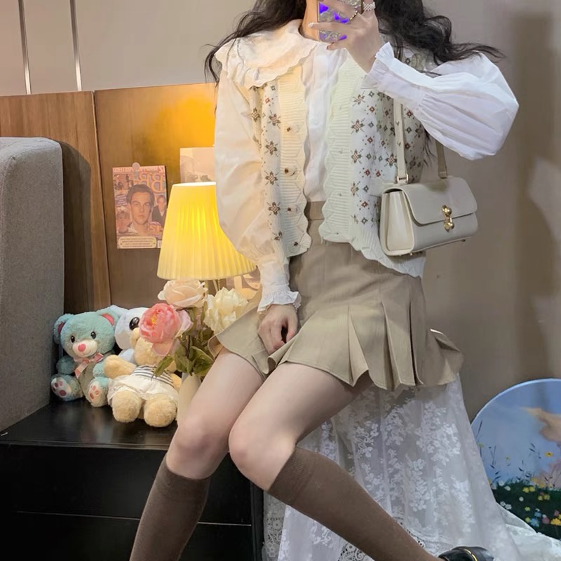 áo gile len hoạ tiết hoa