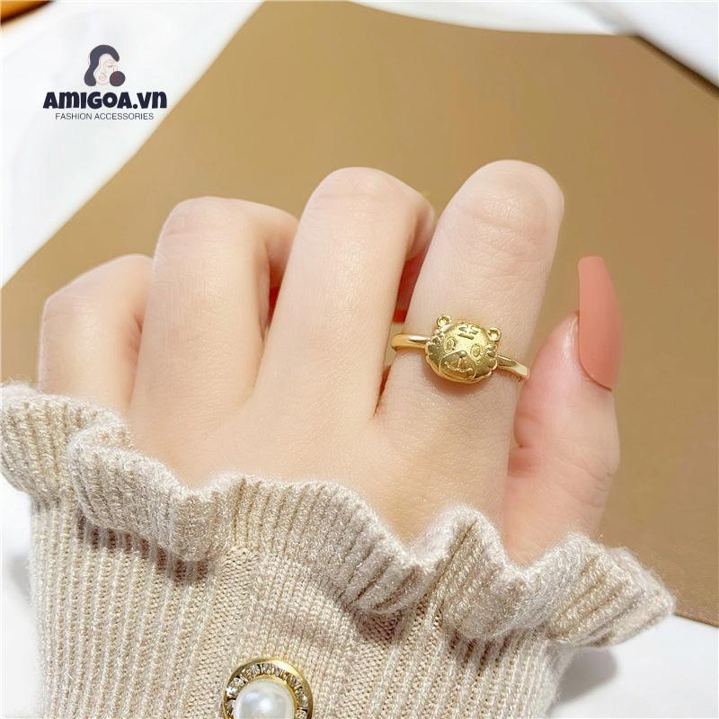✨✨Nhẫn mạ bạc hình chú hổ dễ thương có