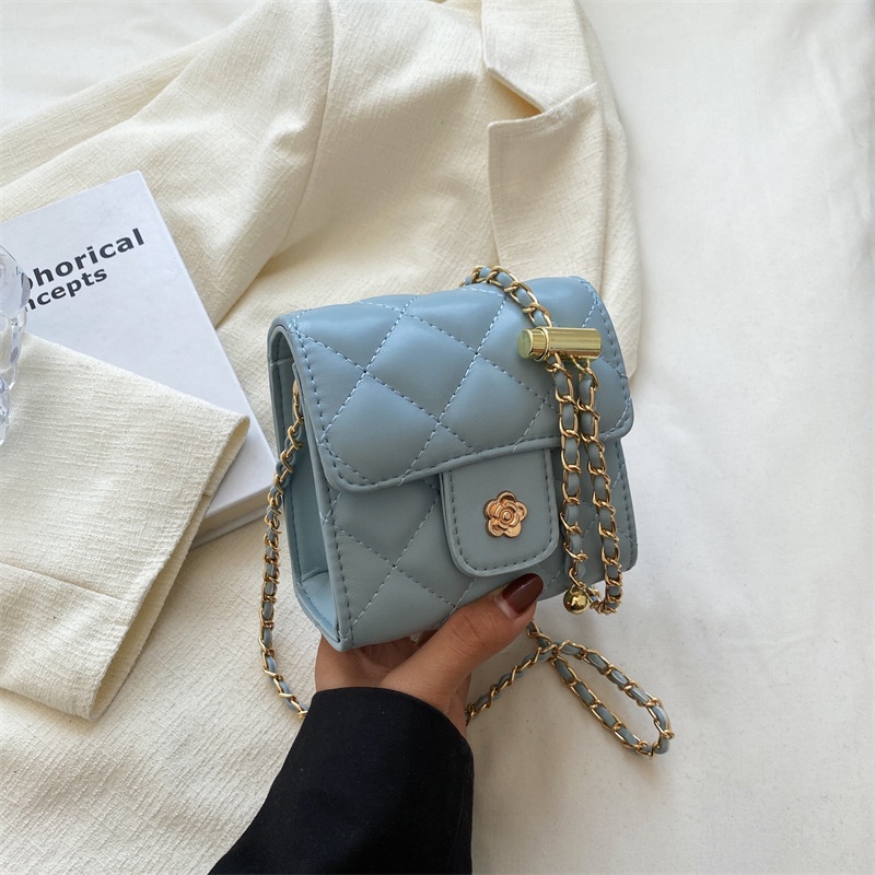 Túi đeo vai IELGY dáng hộp vuông họa tiết hình thoi phối dây xích thời trang cho nữ