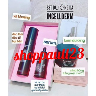 Bộ 3 Sản Phẩm Dưỡng Ẩm, Dưỡng Trắng, Căng Bóng Da Incellderm