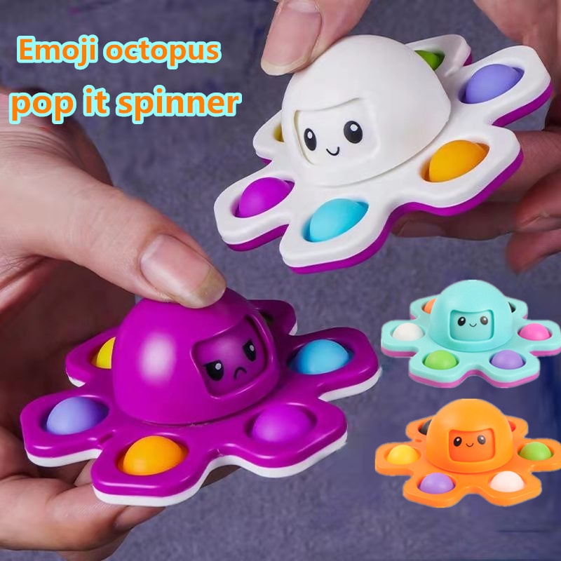 Đồ chơi bong bóng / pop it fidget toy/Đồ chơi đầu ngón tay silicon bạch tuộc/ among us giá rẻ nhất Đồ chơi nhấn bong bóng hình chú bạch tuột thu quay đầu thay đổi khuôn mặt