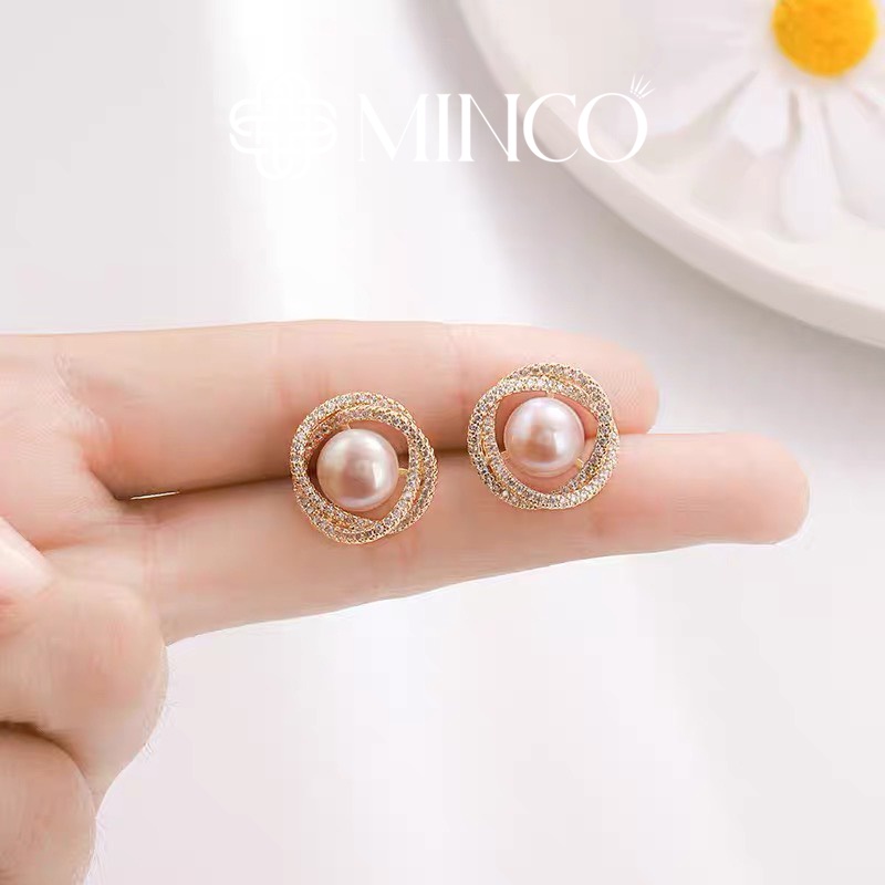 Bông tai nữ ngọc trai nhân tạo đính đá Minco Accessories phụ kiện hoa tai thời trang nữ đẹp BT315