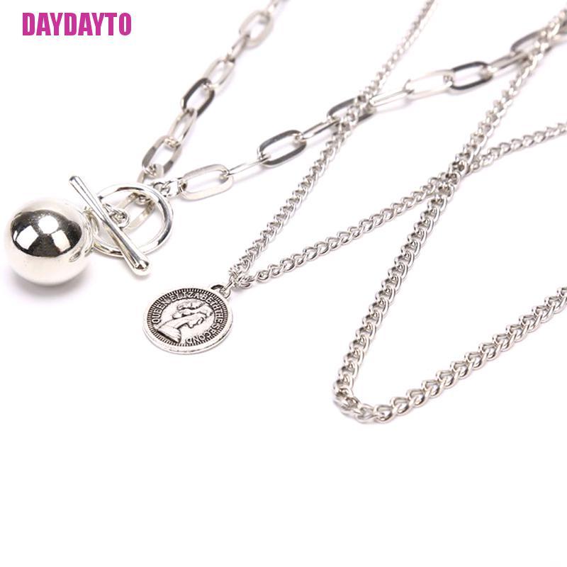 Vòng Cổ Choker Nhiều Lớp Mặt Đồng Xu Thời Trang Cho Nữ