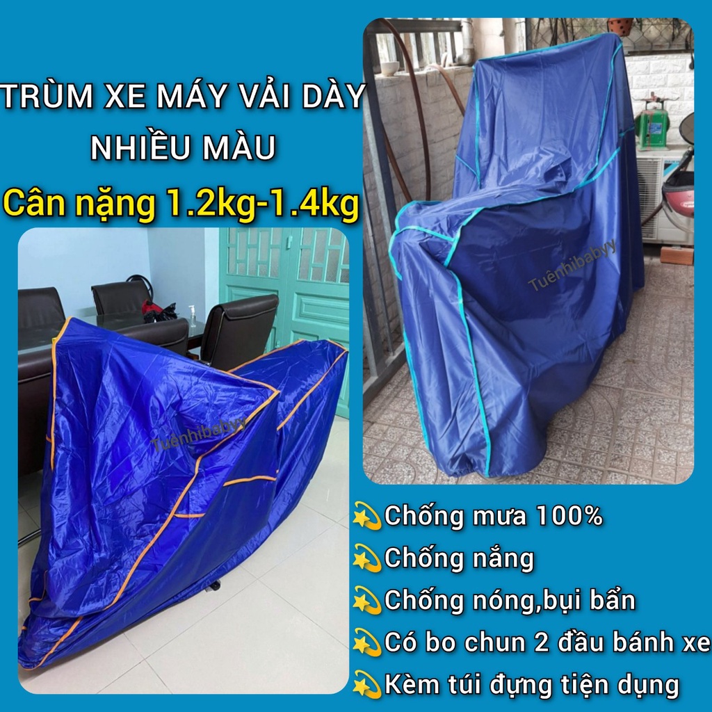 Bạt Phủ - Áo Trùm Xe Máy Cao Cấp Vải Dù Dày 2 Mặt Che Nắng, Mưa Giữ Xe Luôn Như Mới