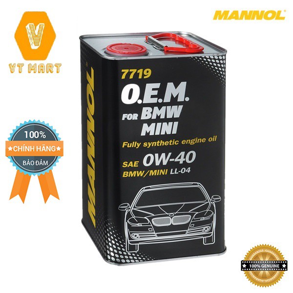 [Cao Cấp] Nhớt MANNOL 7719 O.E.M Cho Xe BMW Mini 0W-40 SN/CF – 4 Lít, Hàng Đức Chính Hãng-NHẬP KHẨU TỪ ĐỨC