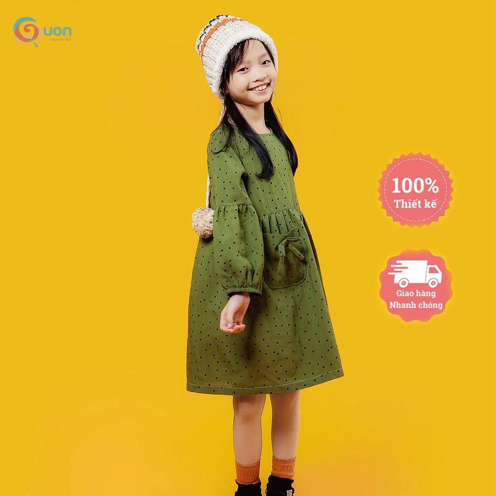 Váy bé gái chấm bi từ 11-25kg vải cotton thoáng mát Quế Chi - GUON
