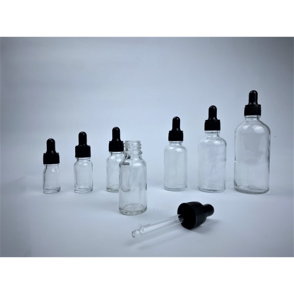 Lọ đựng serum thủy tinh trong nắp bóp đen 5ml/10ml/15ml/20ml/30ml/50ml/100ml