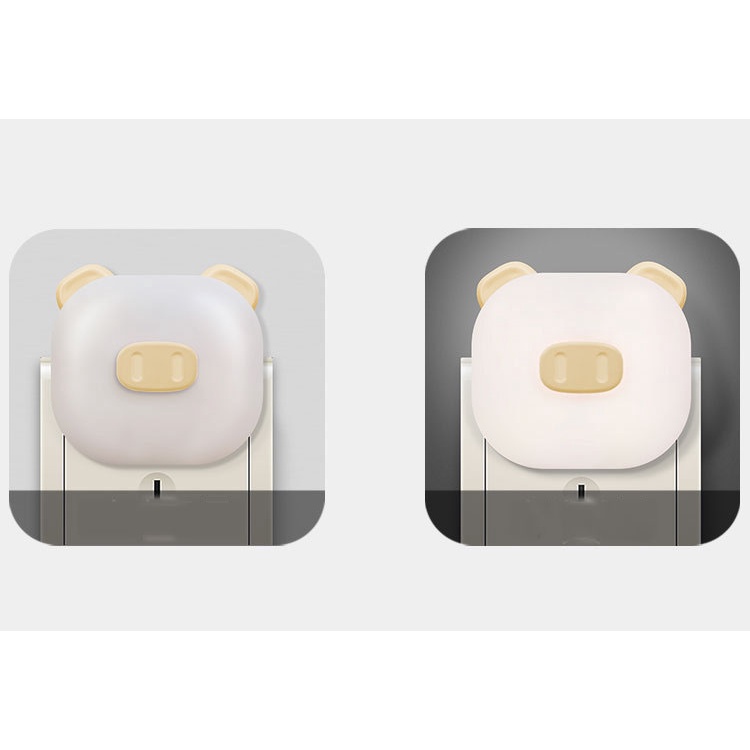 Đèn Ngủ Led Cảm Biến Ánh Sáng Tự Động Tắt Mở Hình Chú Heo Ngộ Nghĩnh