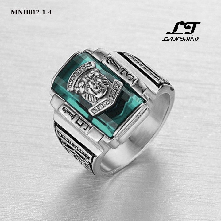 Nhẫn nam mặt sư tử đá xanh dương MNH012-1-4 Không đen không gỉ sét