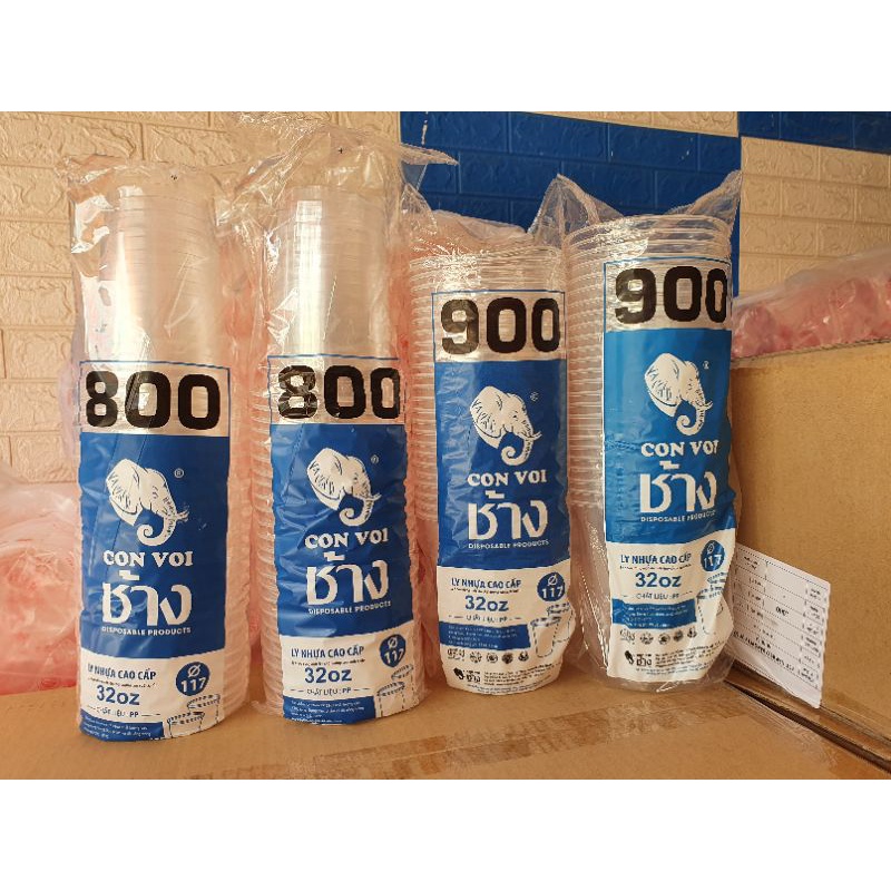 Combo 10 lốc = 500 ly nhựa KHỔNG LỒ dùng 1 lần trà tắc, nước mia, chân gà 800ml, 900ml, 1.000ml. Tùy chọn nắp