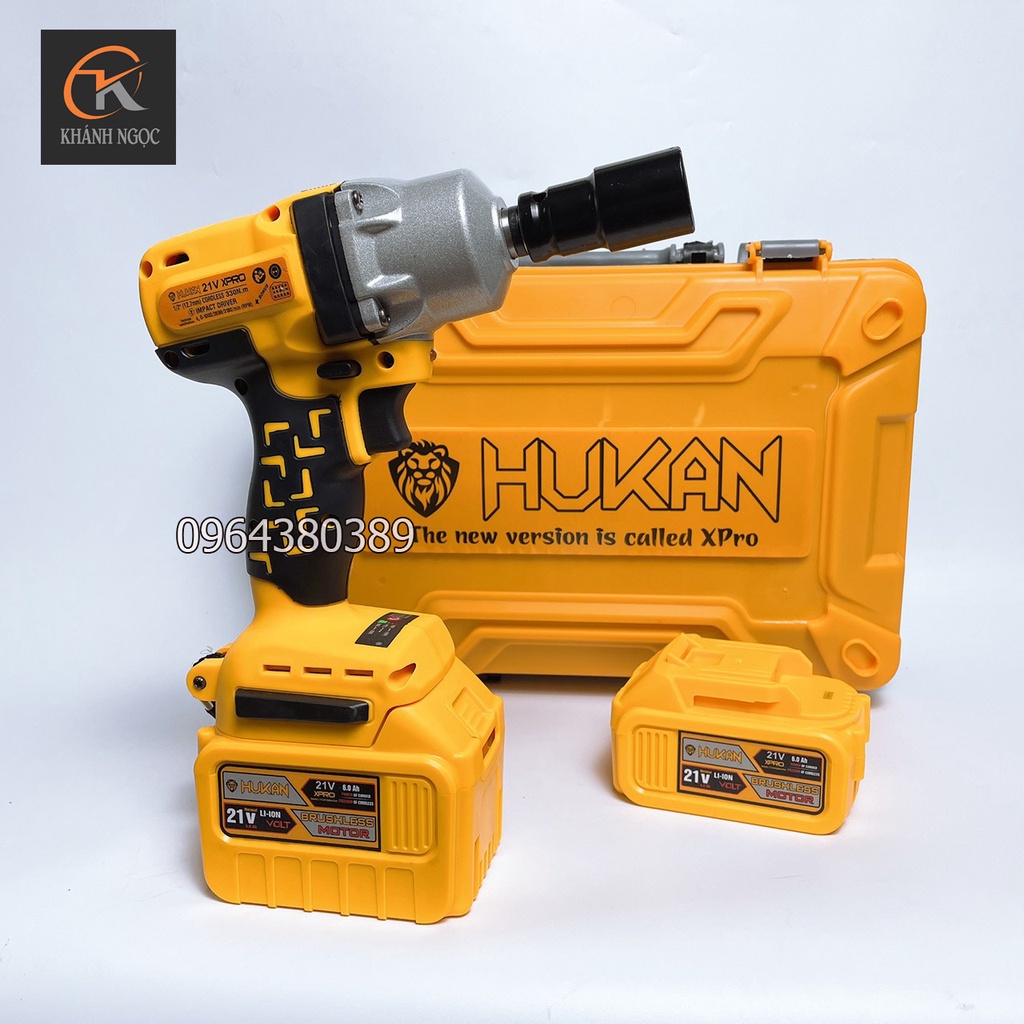 Máy siết bulong dùng pin 21v Hukan không chổi than, Pin 15 Cell Cực Khủng