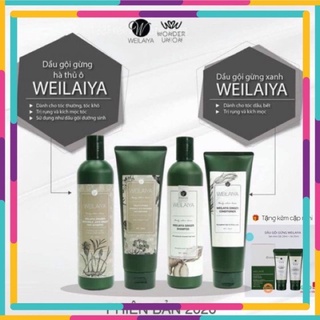 Dầu gội xả gừng xanh hà thủ ô weilaiya, dau goi kích mọc tóc, giảm rụng tóc