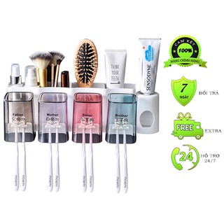 Kệ để đồ phòng tắm, kệ để kem đánh răng, bộ nhả kem đánh răng tự đông chuẩn loại 4 cốc hàng đẹp