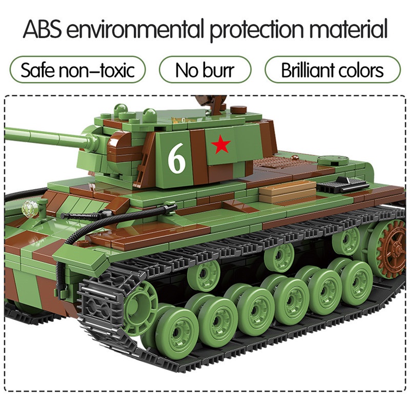 Đồ chơi giáo dục Lắp ráp Mô hình 726PCS Military WW2 Soviet Russia KV1 Heavy Tank Quan Guan 100070