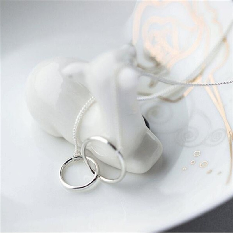 Korean Female Autumn Winter Sweater Double Ring Necklace Pendant