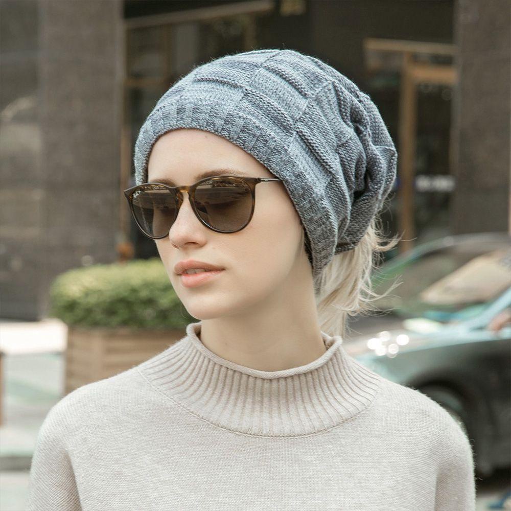 FOREVER Mũ Len Beanie Kiêm Khăn Choàng Cổ Màu Trơn Co Giãn Thời Trang Thu Đông Cho Nam / Nữ