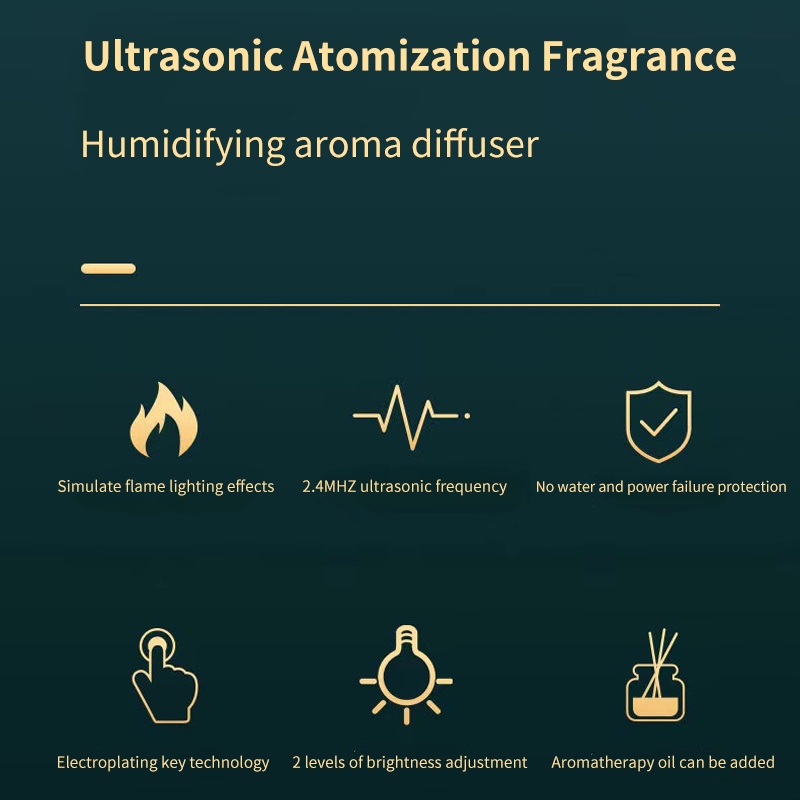 Máy Khuếch Tán Tinh Dầu Tạo Độ Ẩm Không Khí Hình Ngọn Lửa