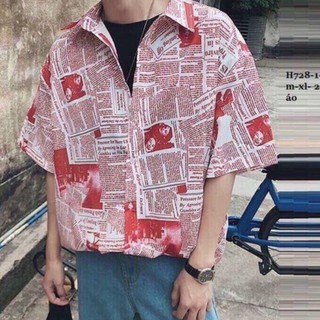 Áo sơ mi nam in báo sale lớn