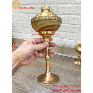 Đèn dầu bằng đồng bọc đá Cao 40cm cả bóng (1 cái)