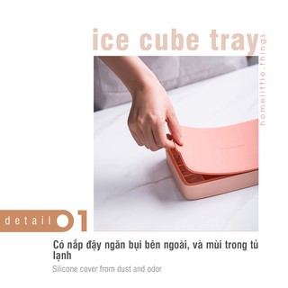 [Có nắp] Khay khuôn làm đá silicon
