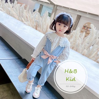 Set Áo đũi mềm mịn phối quần yếm bò dài cực xinh cho bé gái V40, quần áo cho bé Namkidshop