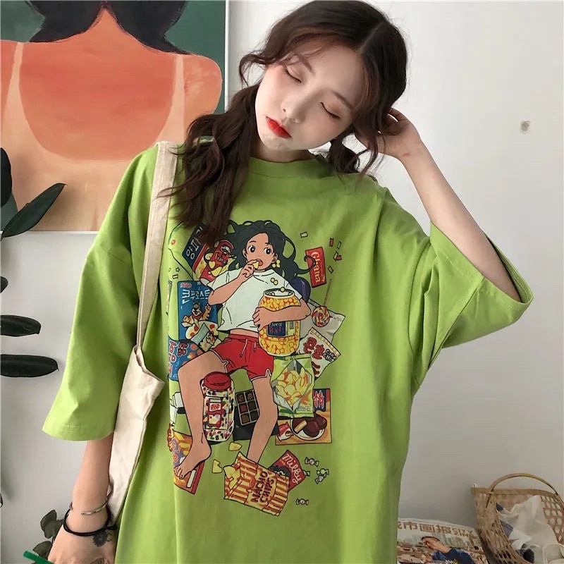Áo Thun Nam Nữ, Áo Phông Ngắn Tay Màu Xanh Trắng Phom Rộng Cổ Tròn Ulzzang Đi Học Đi Chơi Năng Động Cá Tính Hot Trend