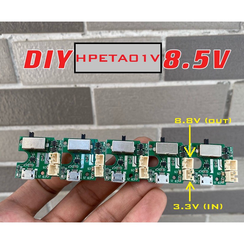 Bộ 5 mạch tăng áp HPETA01V chuyển đổi điện áp 3,7VDC, 5VDC sang 4,5VDC - 6,6VDC - 8,8VDC