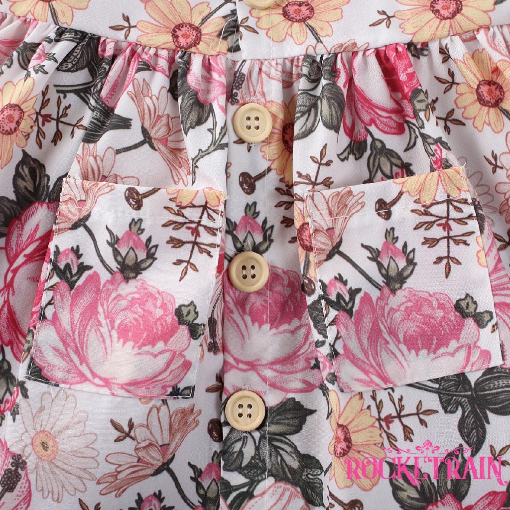 Đầm Xòe Họa Tiết Hoa Phong Cách Công Chúa Cho Bé Gái