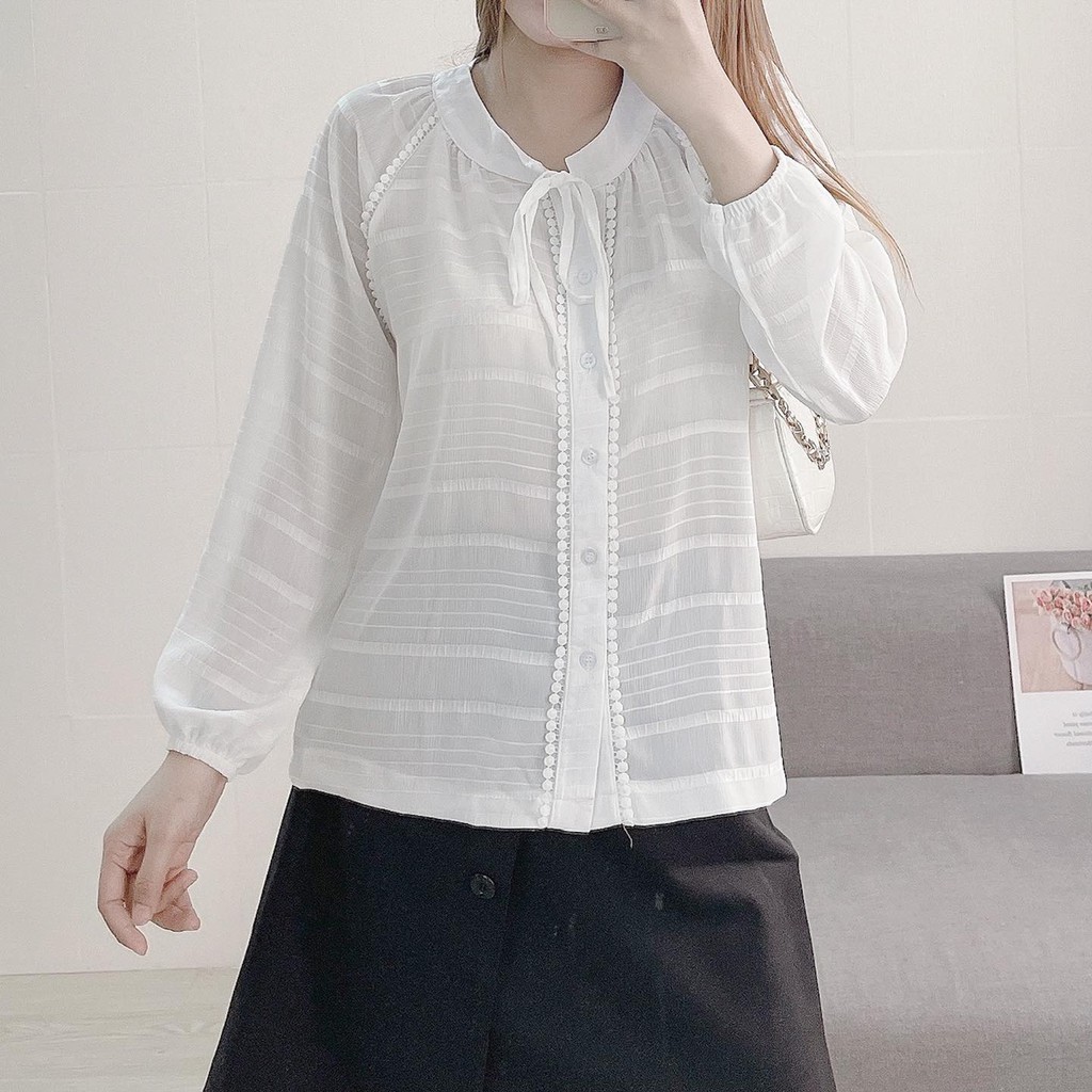 (MẪU MỚI-FREESHIP) ÁO XÔ REN NƠ CỔ❤️❤️❤️ (CHIBEST)_CB083