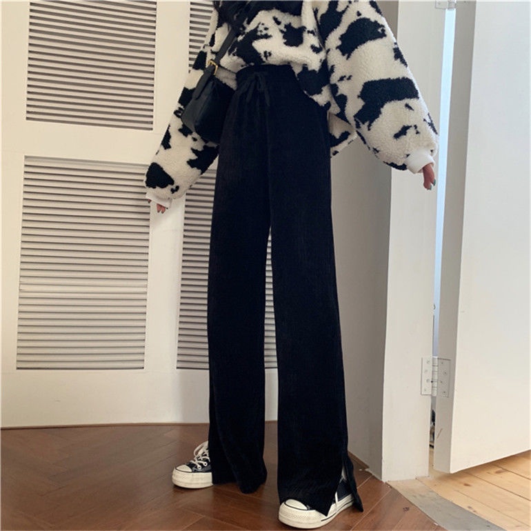 Quần dài ống rộng lưng cao phong cách mới cho nữ