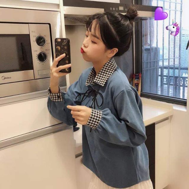 Áo kiểu nỉ uzzlang phong cách Hàn Quốc | BigBuy360 - bigbuy360.vn