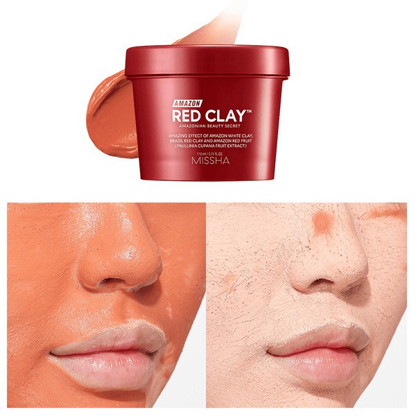 Mặt nạ đất sét giảm mụn đầu đen làm sạch da Missha Amazon Red Clay Pore Mask 110ml