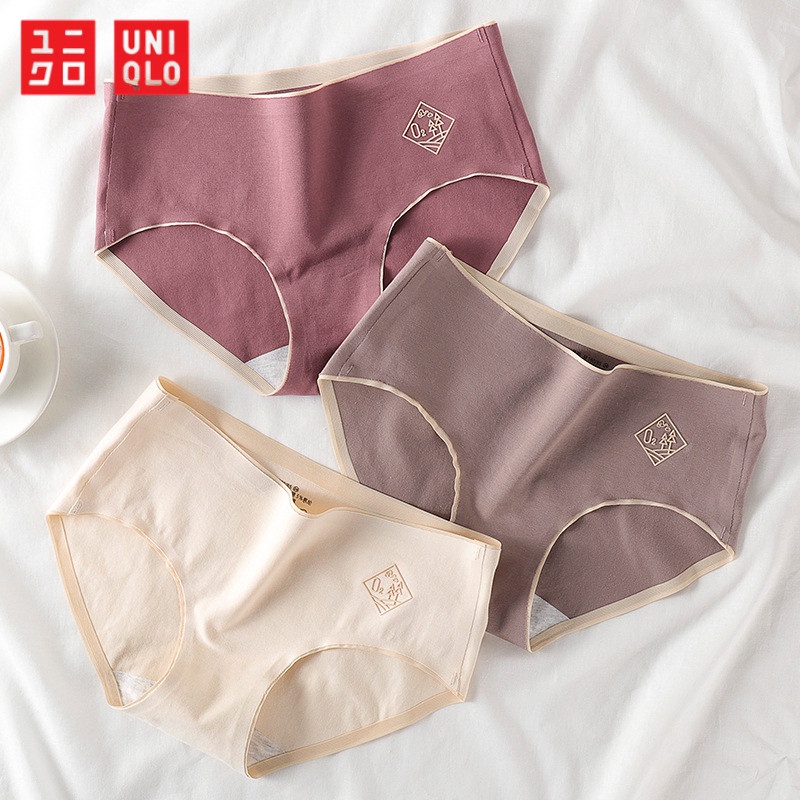Uniqlo Quần Lót cotton Không Đường May Kháng Khuẩn Thoáng Khí Cho Nữ