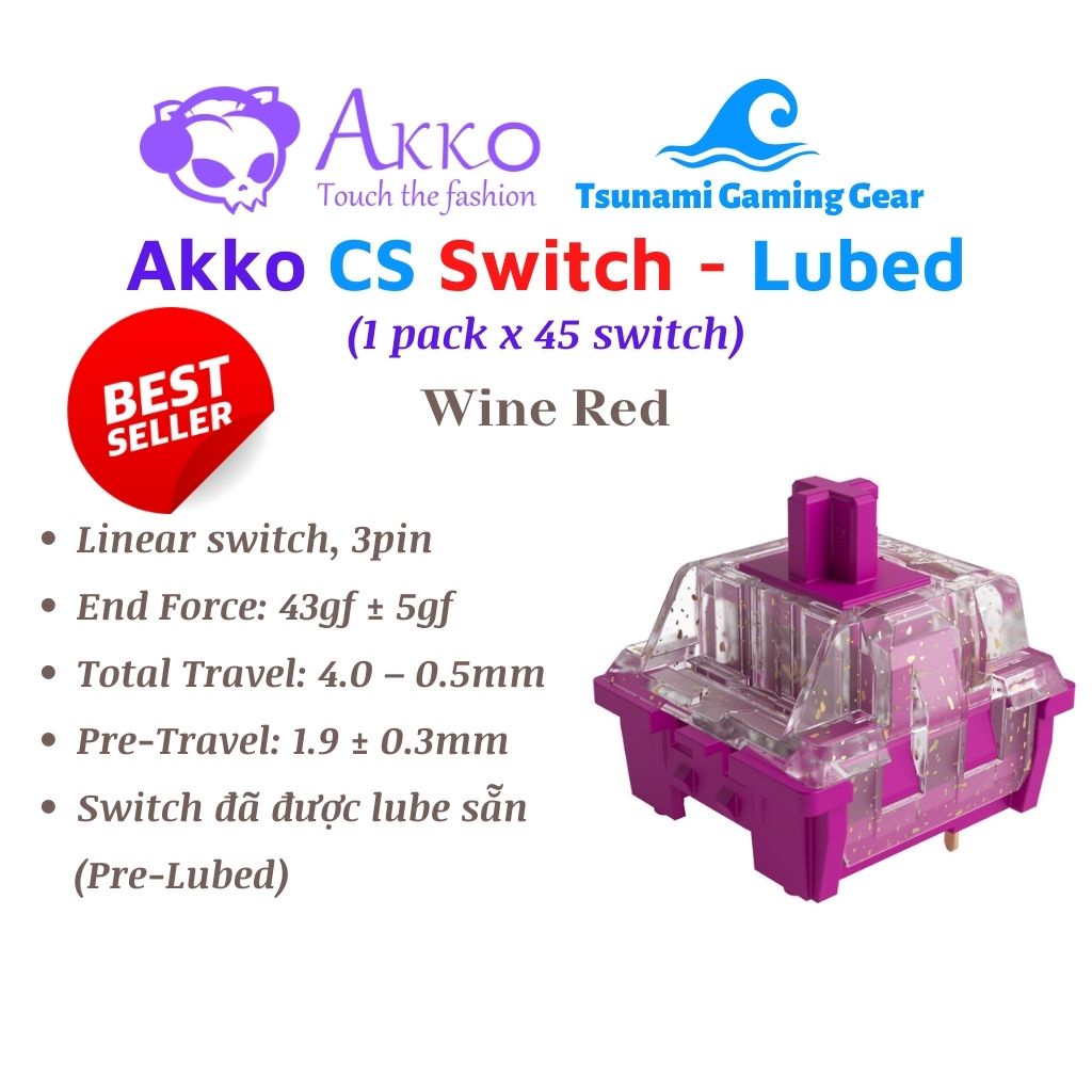 Bộ Switch Akko CS Wine Red / Rose Red  - Hàng chính hãng