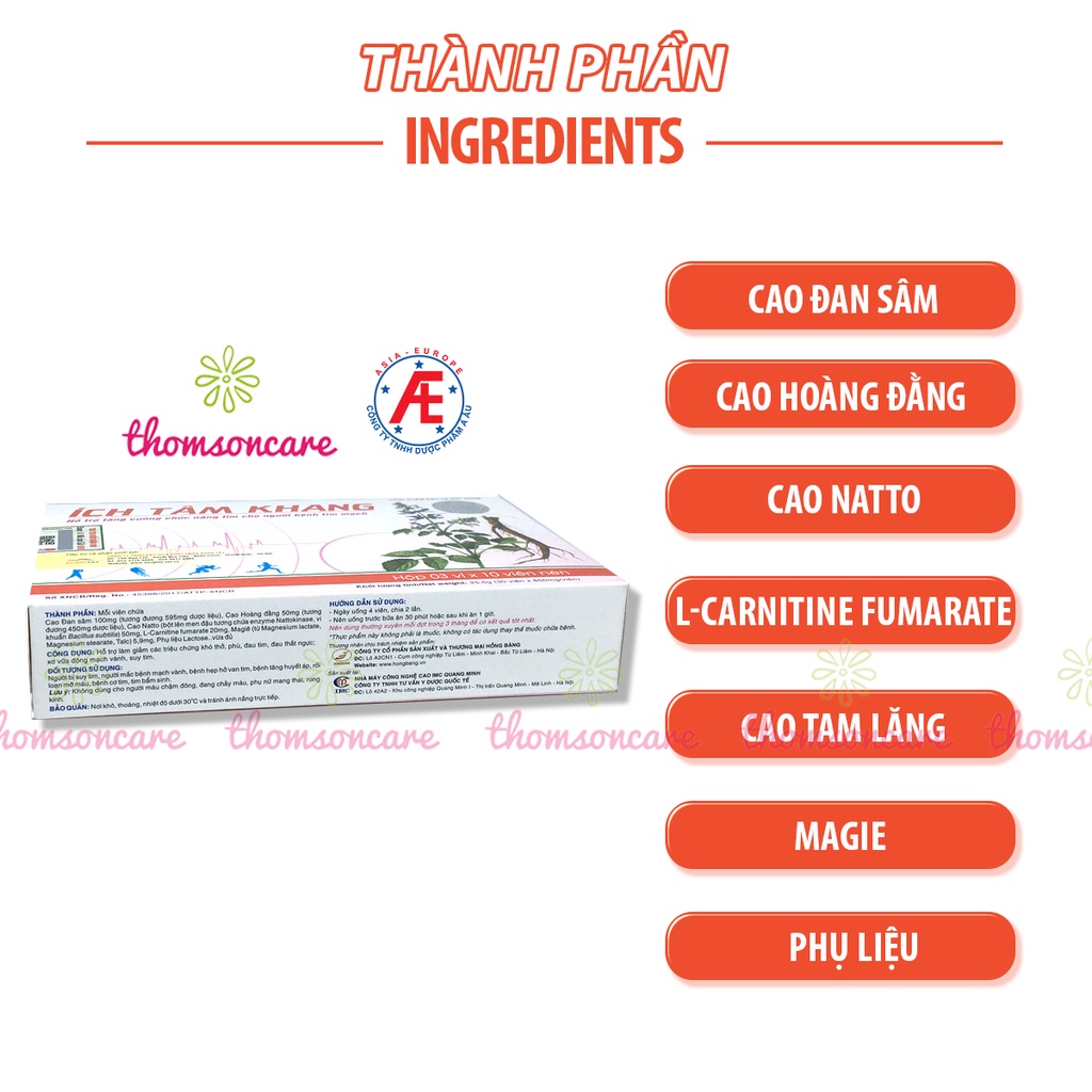 Ích tâm khang - Combo 6 tặng 1 hộp 30 viên - tốt cho tim mạch, giảm hồi hộp