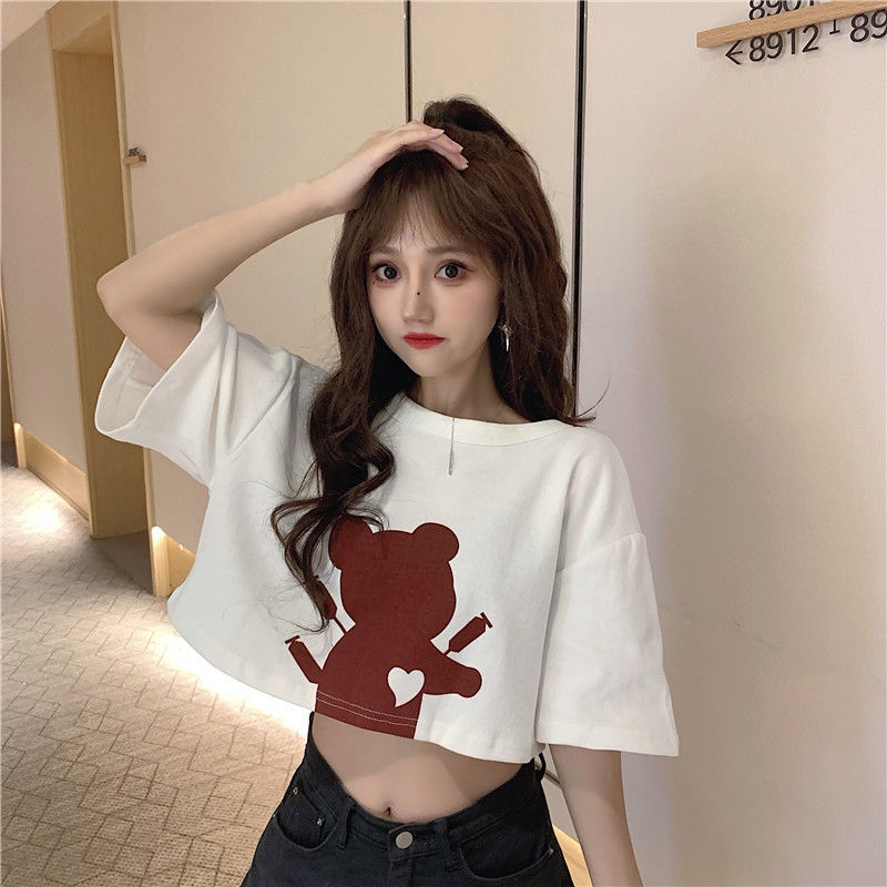 AMOI Áo Thun Tay Ngắn Dáng Rộng Cổ Tròn Thời Trang Hàn Quốc Dành Cho Nữ 2022