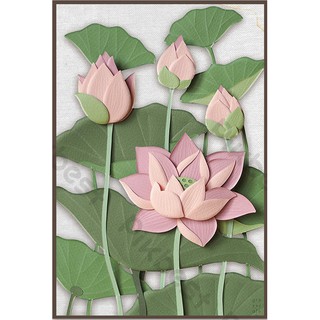 Tranh dán tường Hoa sen phấn trang nhã thanh lịch, Tranh dán tường 3d hiện đại (tích hợp sẵn keo) MS634132